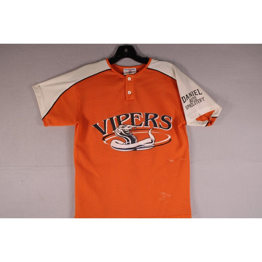 Teamwork Vipers #6 Orange Mesh Baseball Jersey Adult Large Made in USA